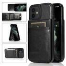 For iPhone 12 mini Solid Color PC + TPU Protective Case with Holder & Card Slots (Black) - 1