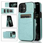 For iPhone 12 mini Solid Color PC + TPU Protective Case with Holder & Card Slots (Green) - 1