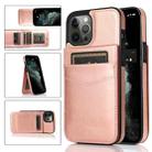 For iPhone 12 Pro Max Solid Color PC + TPU Protective Case with Holder & Card Slots(Rose Gold) - 1