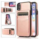 For iPhone XS Max Solid Color PC + TPU Protective Case with Holder & Card Slots(Rose Gold) - 1