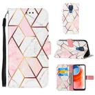 For Motorola Moto G Play (2021) Marble Stitching Horizontal Flip PU Leather Case with Holder & Card Slots & Wallet & Lanyard(Pink White) - 1