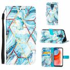 For Motorola Moto G Play (2021) Marble Stitching Horizontal Flip PU Leather Case with Holder & Card Slots & Wallet & Lanyard(Blue) - 1