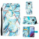 For Motorola Moto G Power (2021) Marble Stitching Horizontal Flip PU Leather Case with Holder & Card Slots & Wallet & Lanyard(Blue) - 1