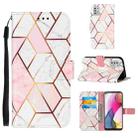 For Motorola Moto G Stylus (2021) Marble Stitching Horizontal Flip PU Leather Case with Holder & Card Slots & Wallet & Lanyard(Pink White) - 1