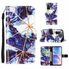 For OnePlus 9 Marble Stitching Horizontal Flip PU Leather Case with Holder & Card Slots & Wallet & Lanyard(Navy Blue) - 1