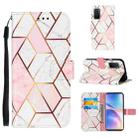 For OnePlus 9 Marble Stitching Horizontal Flip PU Leather Case with Holder & Card Slots & Wallet & Lanyard(Pink White) - 1