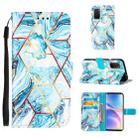 For OnePlus 9 Pro Marble Stitching Horizontal Flip PU Leather Case with Holder & Card Slots & Wallet & Lanyard(Blue) - 1