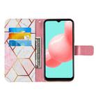 For Samsung Galaxy A32 5G Marble Stitching Horizontal Flip PU Leather Case with Holder & Card Slots & Wallet & Lanyard(Pink White) - 3