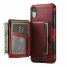 For iPhone XR Crazy Horse Texture PU + TPU Shockproof Back Cover Case with Card Slots & Holder & Wallet & Crossbody Strap(Red) - 1