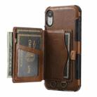 For iPhone XR Crazy Horse Texture PU + TPU Shockproof Back Cover Case with Card Slots & Holder & Wallet & Crossbody Strap(Coffee) - 1