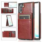 For Samsung Galaxy Note10 Solid Color PC + TPU Protective Case with Holder & Card Slots(Brown) - 1