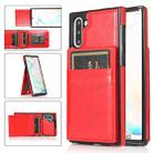 For Samsung Galaxy Note10 Solid Color PC + TPU Protective Case with Holder & Card Slots(Red) - 1