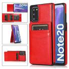 For Samsung Galaxy Note20 Solid Color PC + TPU Protective Case with Holder & Card Slots(Red) - 1