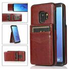 For Samsung Galaxy S9 Solid Color PC + TPU Protective Case with Holder & Card Slots(Brown) - 1