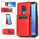 For Samsung Galaxy S9 Plus Solid Color PC + TPU Protective Case with Holder & Card Slots(Red) - 1