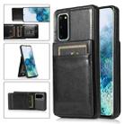 For Samsung Galaxy S20 Solid Color PC + TPU Protective Case with Holder & Card Slots(Black) - 1