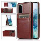 For Samsung Galaxy S20 Solid Color PC + TPU Protective Case with Holder & Card Slots(Brown) - 1