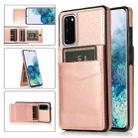 For Samsung Galaxy S20 Solid Color PC + TPU Protective Case with Holder & Card Slots(Rose Gold) - 1