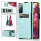 For Samsung Galaxy S20 FE Solid Color PC + TPU Protective Case with Holder & Card Slots(Green) - 1
