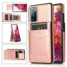 For Samsung Galaxy S20 FE Solid Color PC + TPU Protective Case with Holder & Card Slots(Rose Gold) - 1