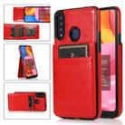 For Samsung Galaxy A20s Solid Color PC + TPU Protective Case with Holder & Card Slots(Red) - 1