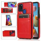 For Samsung Galaxy A21s Solid Color PC + TPU Protective Case with Holder & Card Slots(Red) - 1