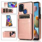 For Samsung Galaxy A21s Solid Color PC + TPU Protective Case with Holder & Card Slots(Rose Gold) - 1
