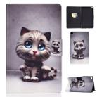 For Galaxy Tab A 8.0 2019 / T290 Colored Drawing Electric Pressed Horizontal Flip Leather Case, with Holder & Card Slots(Cat) - 1