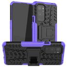 For OnePlus 9 Pro Tire Texture Shockproof TPU+PC Protective Case with Holder(Purple) - 1