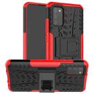 For Samsung Galaxy A02s (EU Version) Tire Texture Shockproof TPU+PC Protective Case with Holder(Red) - 1