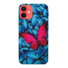 For iPhone 12 mini Shockproof Painted Transparent TPU Protective Case (Big Red Butterfly) - 1