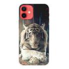 For iPhone 12 mini Shockproof Painted Transparent TPU Protective Case (White Tiger) - 1