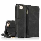 Skin-feel Crazy Horse Texture Zipper Wallet Bag Horizontal Flip Leather Case with Holder & Card Slots & Wallet & Lanyard For iPhone 6(Black) - 1