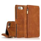 Skin-feel Crazy Horse Texture Zipper Wallet Bag Horizontal Flip Leather Case with Holder & Card Slots & Wallet & Lanyard For iPhone 6 Plus(Brown) - 1
