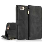 Skin-feel Crazy Horse Texture Zipper Wallet Bag Horizontal Flip Leather Case with Holder & Card Slots & Wallet & Lanyard For iPhone 8 Plus / 7 Plus(Black) - 1