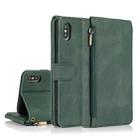 For iPhone X / XS Skin-feel Crazy Horse Texture Zipper Wallet Bag Horizontal Flip Leather Case with Holder & Card Slots & Wallet & Lanyard(Dark Green) - 1