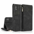 For iPhone X / XS Skin-feel Crazy Horse Texture Zipper Wallet Bag Horizontal Flip Leather Case with Holder & Card Slots & Wallet & Lanyard(Black) - 1