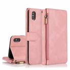 For iPhone X / XS Skin-feel Crazy Horse Texture Zipper Wallet Bag Horizontal Flip Leather Case with Holder & Card Slots & Wallet & Lanyard(Rose Gold) - 1