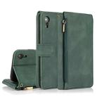 For iPhone XR Skin-feel Crazy Horse Texture Zipper Wallet Bag Horizontal Flip Leather Case with Holder & Card Slots & Wallet & Lanyard(Dark Green) - 1