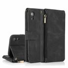 For iPhone XR Skin-feel Crazy Horse Texture Zipper Wallet Bag Horizontal Flip Leather Case with Holder & Card Slots & Wallet & Lanyard(Black) - 1