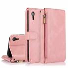 For iPhone XR Skin-feel Crazy Horse Texture Zipper Wallet Bag Horizontal Flip Leather Case with Holder & Card Slots & Wallet & Lanyard(Rose Gold) - 1