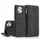 For iPhone 11 Pro Skin-feel Crazy Horse Texture Zipper Wallet Bag Horizontal Flip Leather Case with Holder & Card Slots & Wallet & Lanyard (Black) - 1