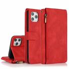 For iPhone 11 Pro Skin-feel Crazy Horse Texture Zipper Wallet Bag Horizontal Flip Leather Case with Holder & Card Slots & Wallet & Lanyard (Red) - 1