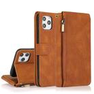 For iPhone 11 Pro Skin-feel Crazy Horse Texture Zipper Wallet Bag Horizontal Flip Leather Case with Holder & Card Slots & Wallet & Lanyard (Brown) - 1