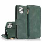 For iPhone 11 Pro Max Skin-feel Crazy Horse Texture Zipper Wallet Bag Horizontal Flip Leather Case with Holder & Card Slots & Wallet & Lanyard (Dark Green) - 1