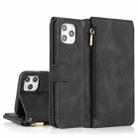 For iPhone 11 Pro Max Skin-feel Crazy Horse Texture Zipper Wallet Bag Horizontal Flip Leather Case with Holder & Card Slots & Wallet & Lanyard (Black) - 1