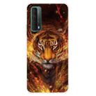 For Huawei P Smart 2021 Shockproof Painted Transparent TPU Protective Case(Flame Tiger) - 1