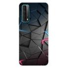 For Huawei P Smart 2021 Shockproof Painted Transparent TPU Protective Case(Building blocks Starry Sky) - 1