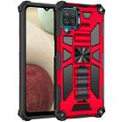 For Samsung Galaxy A12 Shockproof TPU + PC Magnetic Protective Case with Holder(Red) - 1