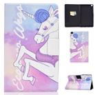 For Galaxy Tab A 8.0 2019 / T290 Colored Drawing Electric Pressed Horizontal Flip Leather Case, with Holder & Card Slots(Pink Horse) - 1